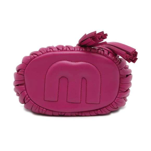 Miu Miu Shoulder Bag Matelassé Drawstring Leather Pink - Picture 3 of 10